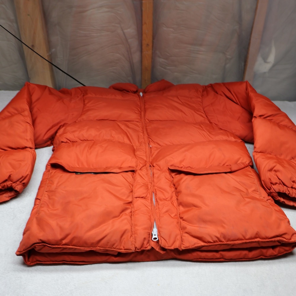 Holubar Down Jacket Mens Medium Orange Insulated Quilted Puffer Winter USA VTG